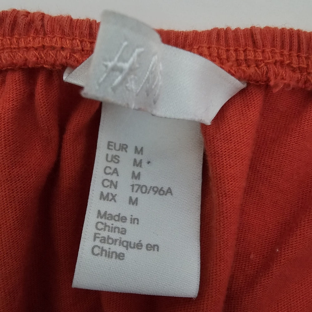 H&M Orange Embroidered Off-Shoulder Cottagecore Blouse Sz M - Picture 5 of 7